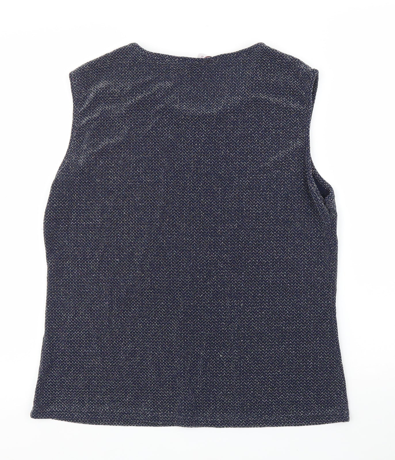 Blue Inc Womens Blue Herringbone  Basic Blouse Size 16