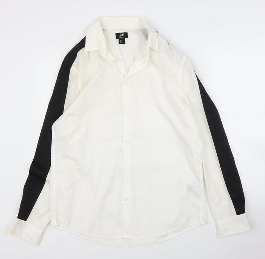 H&M Mens White    Button-Up Size M