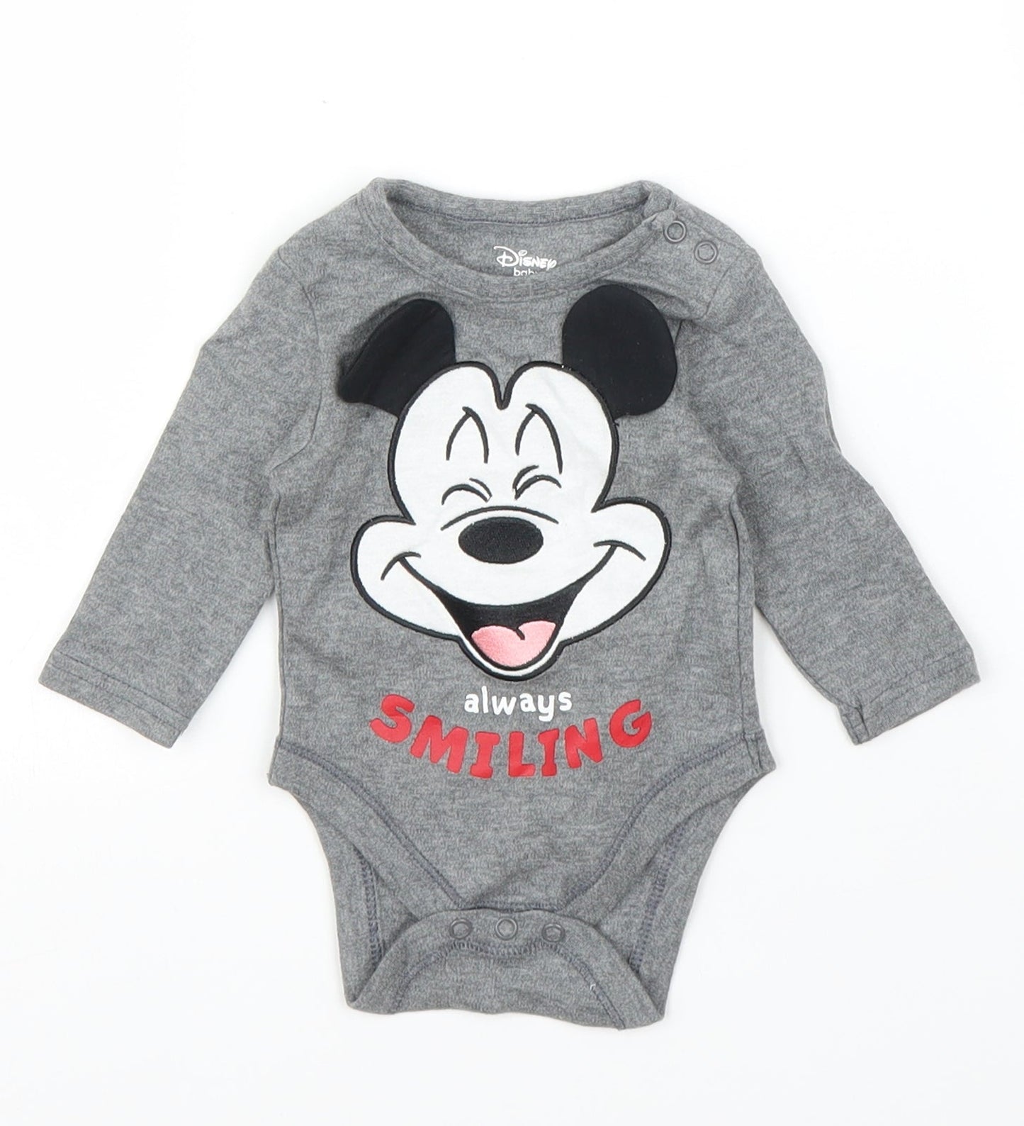 Primark Boys Grey   Babygrow One-Piece Size 0-3 Months  - Disney, Mickey Mouse