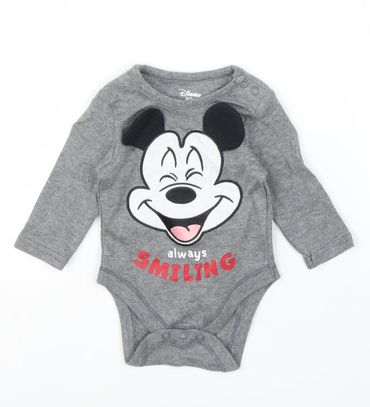 Primark Boys Grey   Babygrow One-Piece Size 0-3 Months  - Disney, Mickey Mouse
