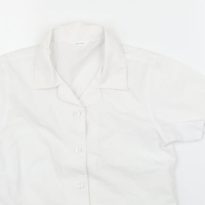 Close-up detail of John Lewis girls’ white basic button-up, size 11, years