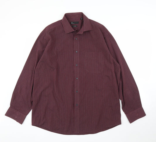 BHS Mens Purple Striped   Button-Up Size 16