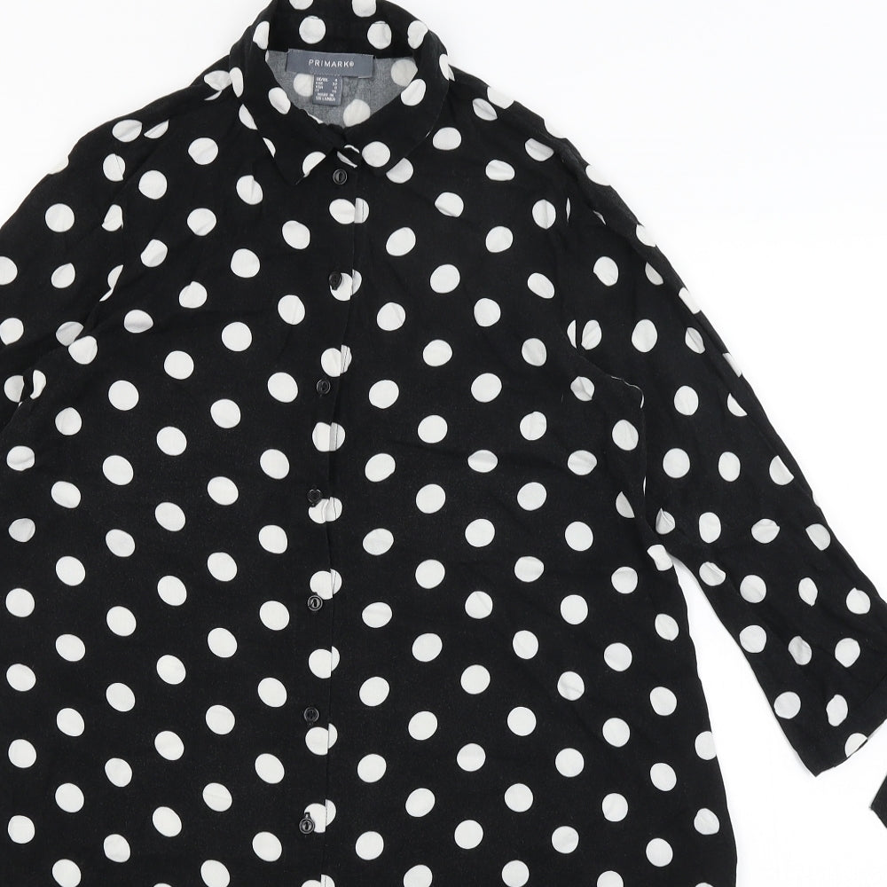 Primark Womens Black Polka Dot  Shirt Dress  Size 4