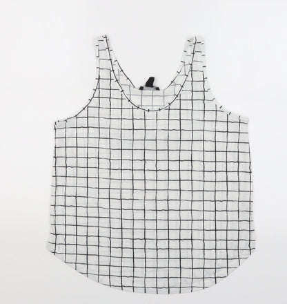 Additional front view of Atmosphere women’s white check basic tank, size UK 12