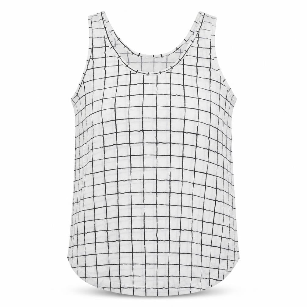 Atmosphere Womens White Check  Basic Tank Size 12
