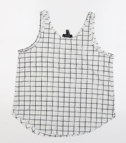 Back view of Atmosphere women’s white check basic tank, size UK 12