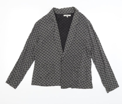 Peacocks Womens Black Geometric  Jacket Blazer Size 12