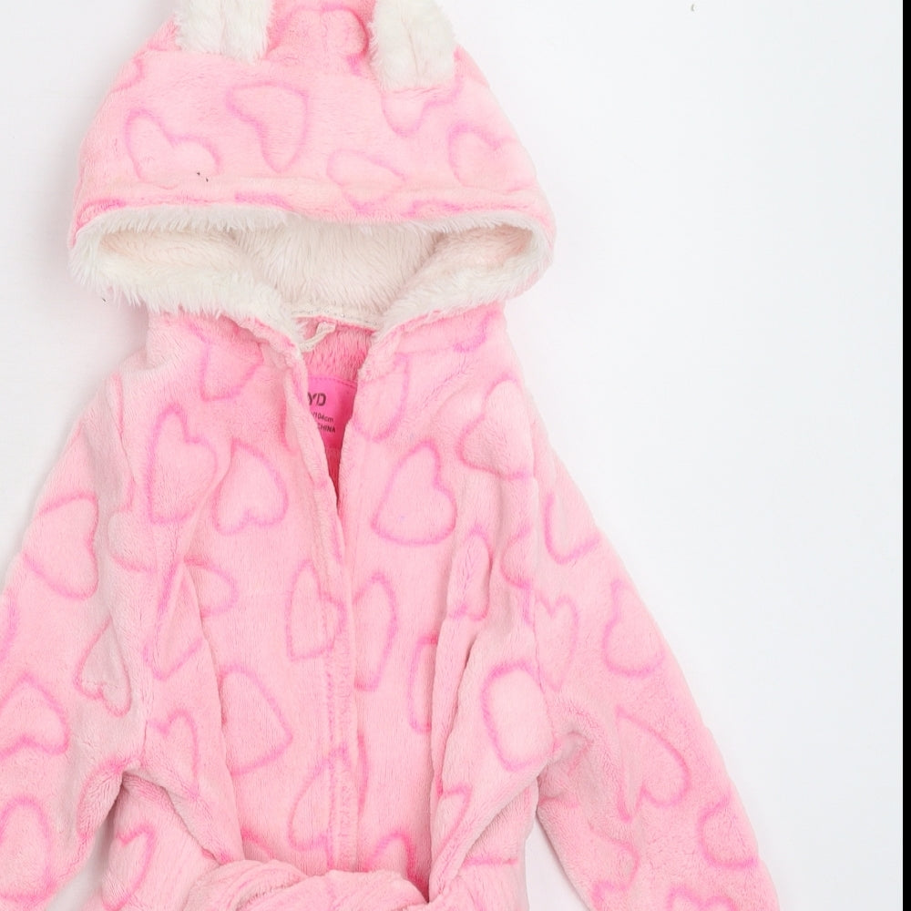 Young Dimension Girls Pink Solid Fleece Kimono Robe Size 3-4 Years