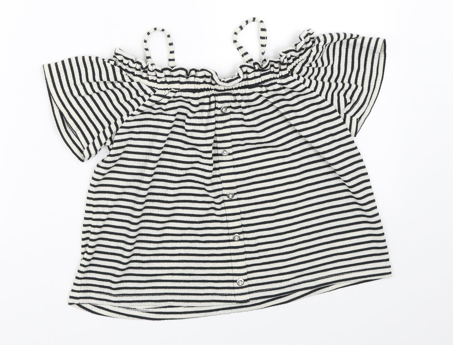 NEXT Girls Ivory Striped  Basic Blouse Size 6 Years