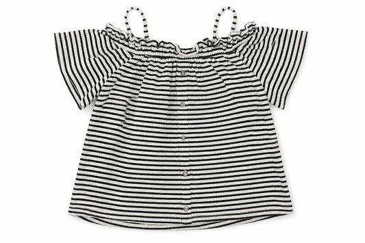 Front view of Next girls’ ivory striped basic blouse, size 6, years