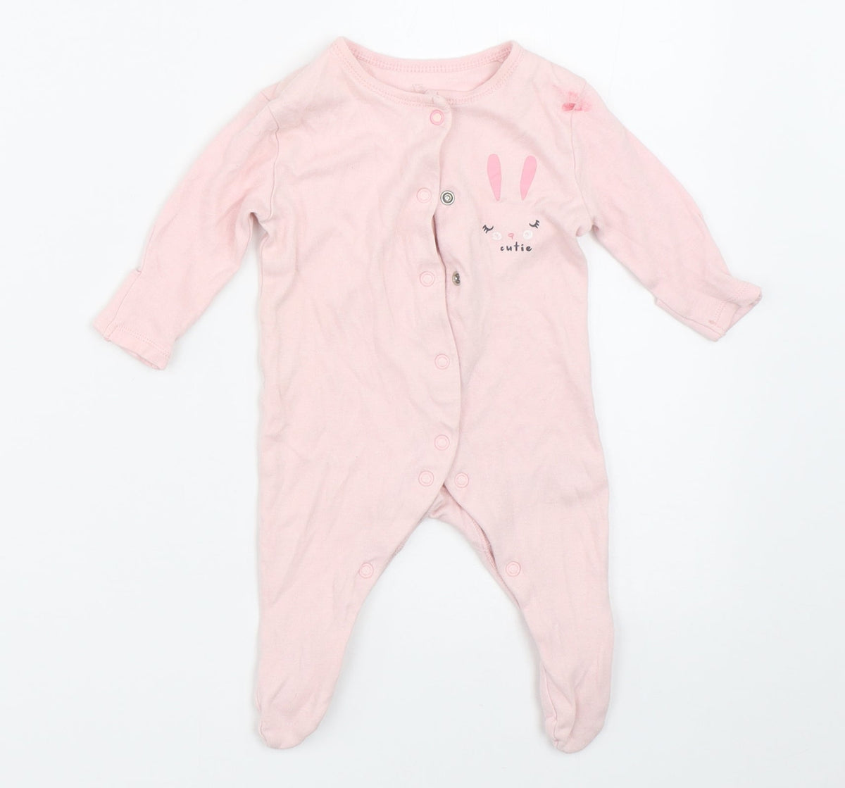 Additional front view of Early Days girls’ pink babygrow one-piece size newborn