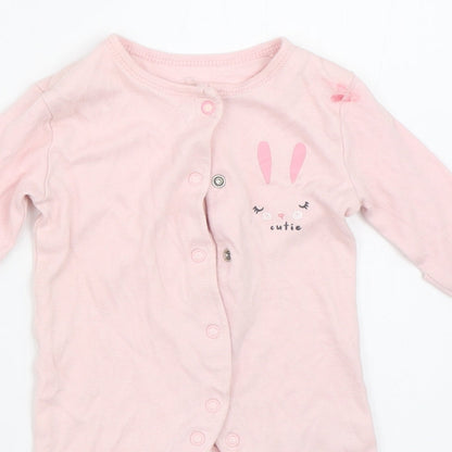Close-up detail of Early Days girls’ pink babygrow one-piece size newborn