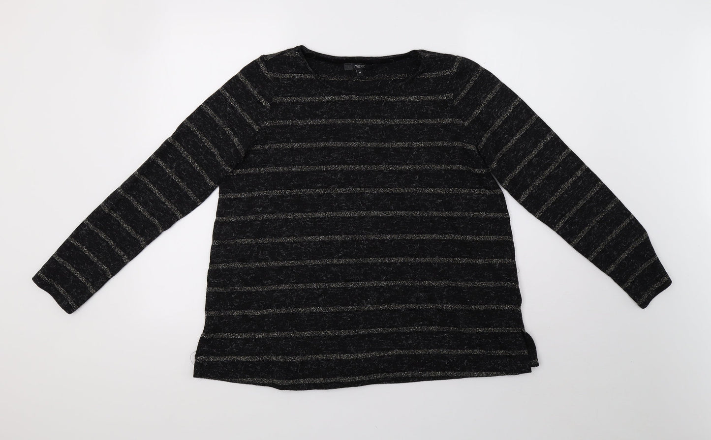 NEXT Womens Black Striped  Pullover Sweatshirt Size 14