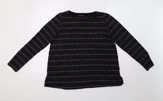 NEXT Womens Black Striped  Pullover Sweatshirt Size 14