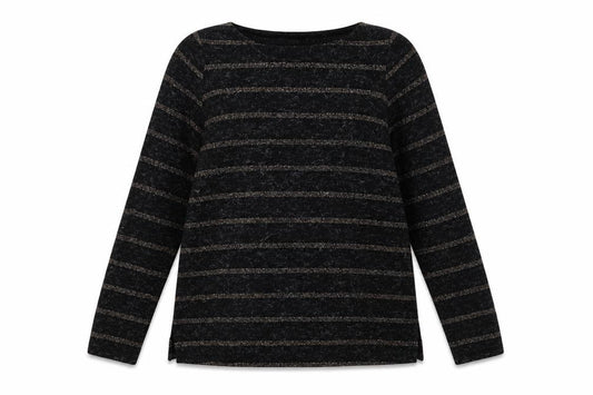 NEXT Womens Black Striped  Pullover Sweatshirt Size 14