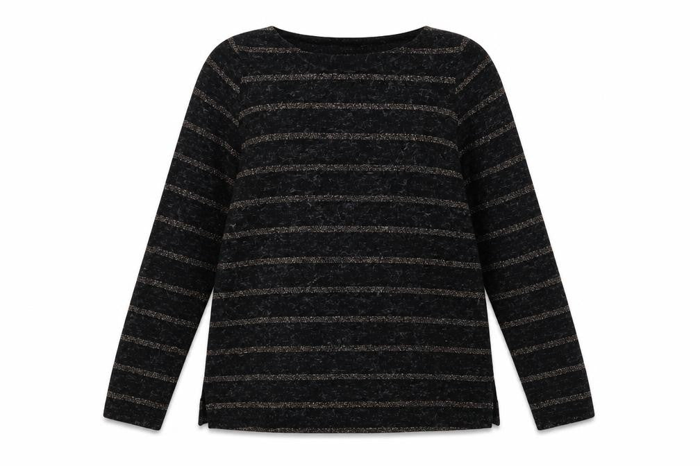 NEXT Womens Black Striped  Pullover Sweatshirt Size 14