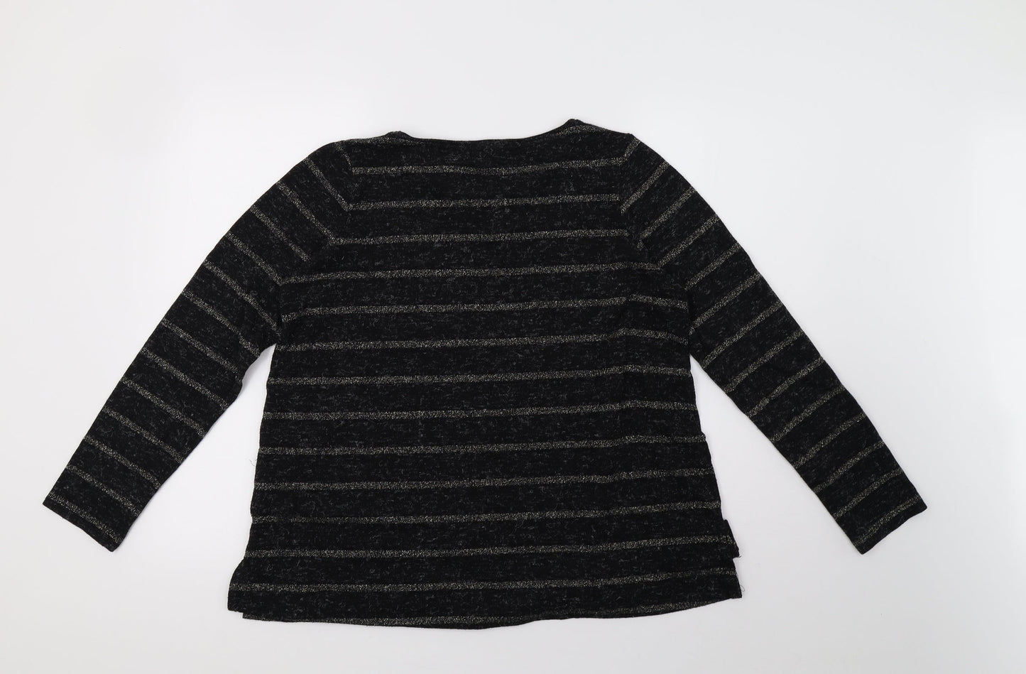 NEXT Womens Black Striped  Pullover Sweatshirt Size 14