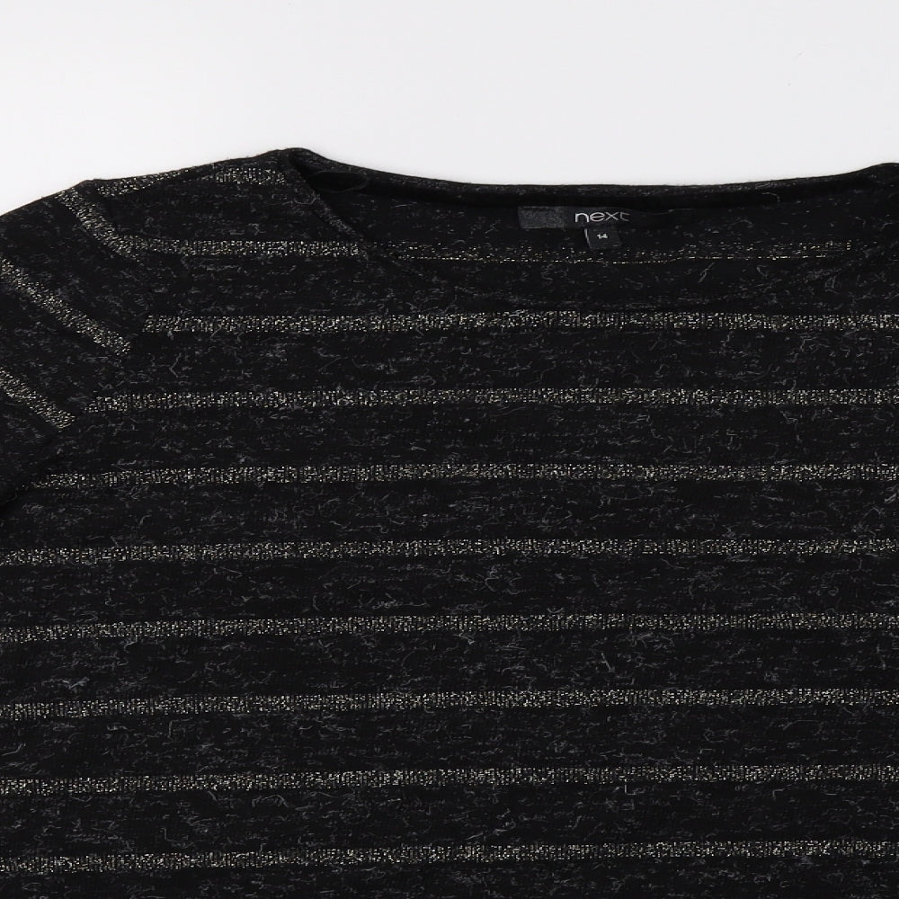 NEXT Womens Black Striped  Pullover Sweatshirt Size 14