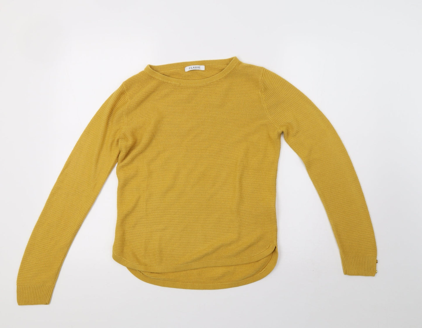 Classic Womens Yellow  Knit Pullover Sweatshirt Size 8