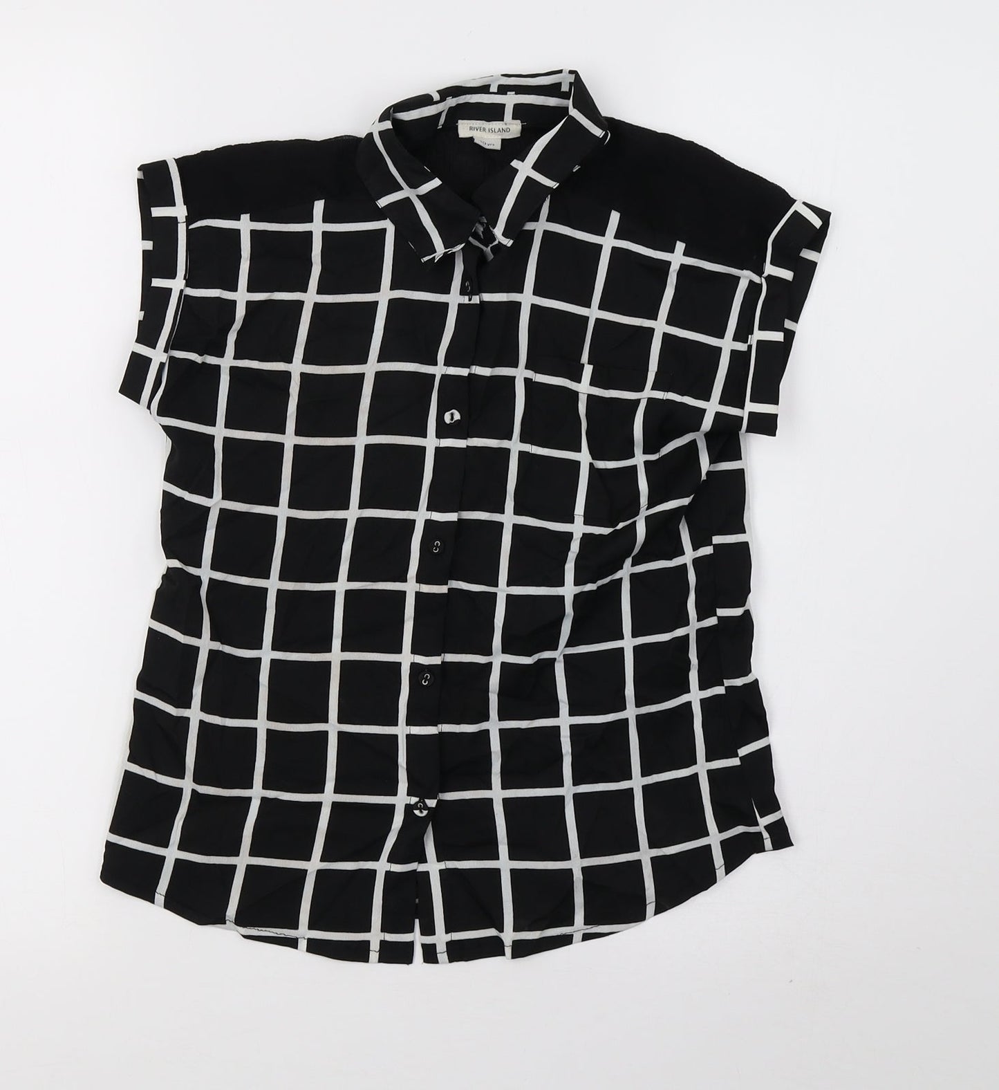 River Island Girls Black Check  Basic Button-Up Size 10 Years