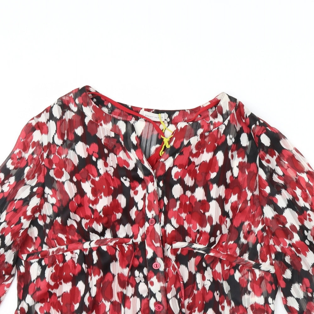 Minuet Womens Red Polka Dot  Basic Blouse Size 14