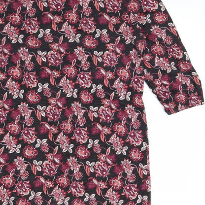 Preloved BHS Womens Black Floral  Shift  Size 12 - Label