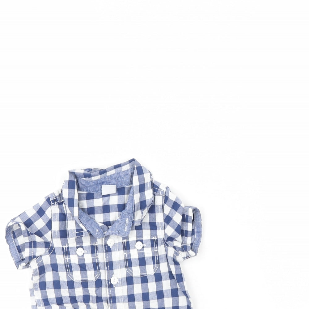 Gap Baby Blue Plaid  Babygrow One-Piece Size 0-3 Months