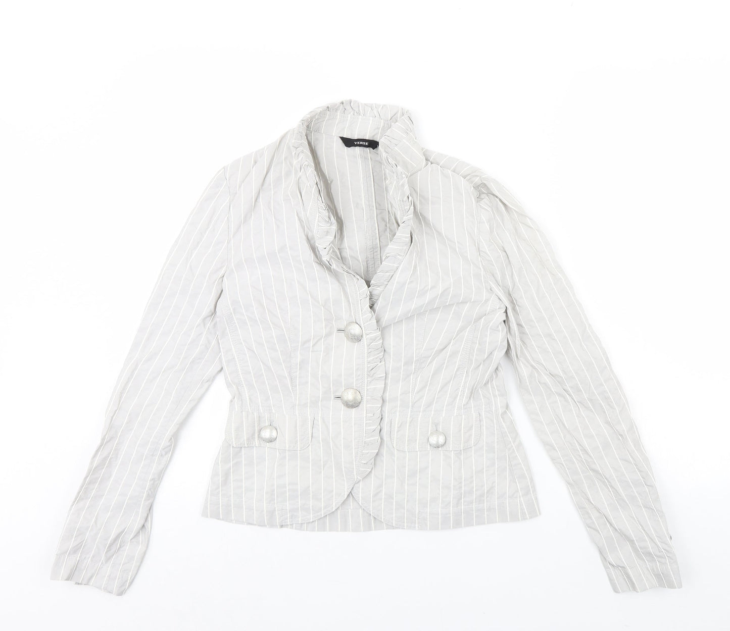 Verse Womens Grey Striped  Jacket  Size 8  - Shoulder Pads