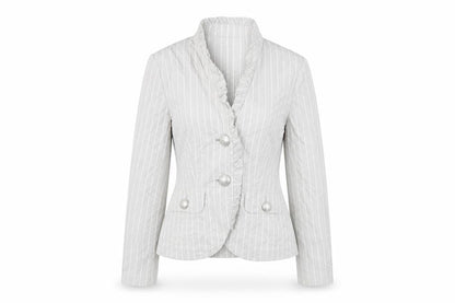 Verse Womens Grey Striped  Jacket  Size 8  - Shoulder Pads