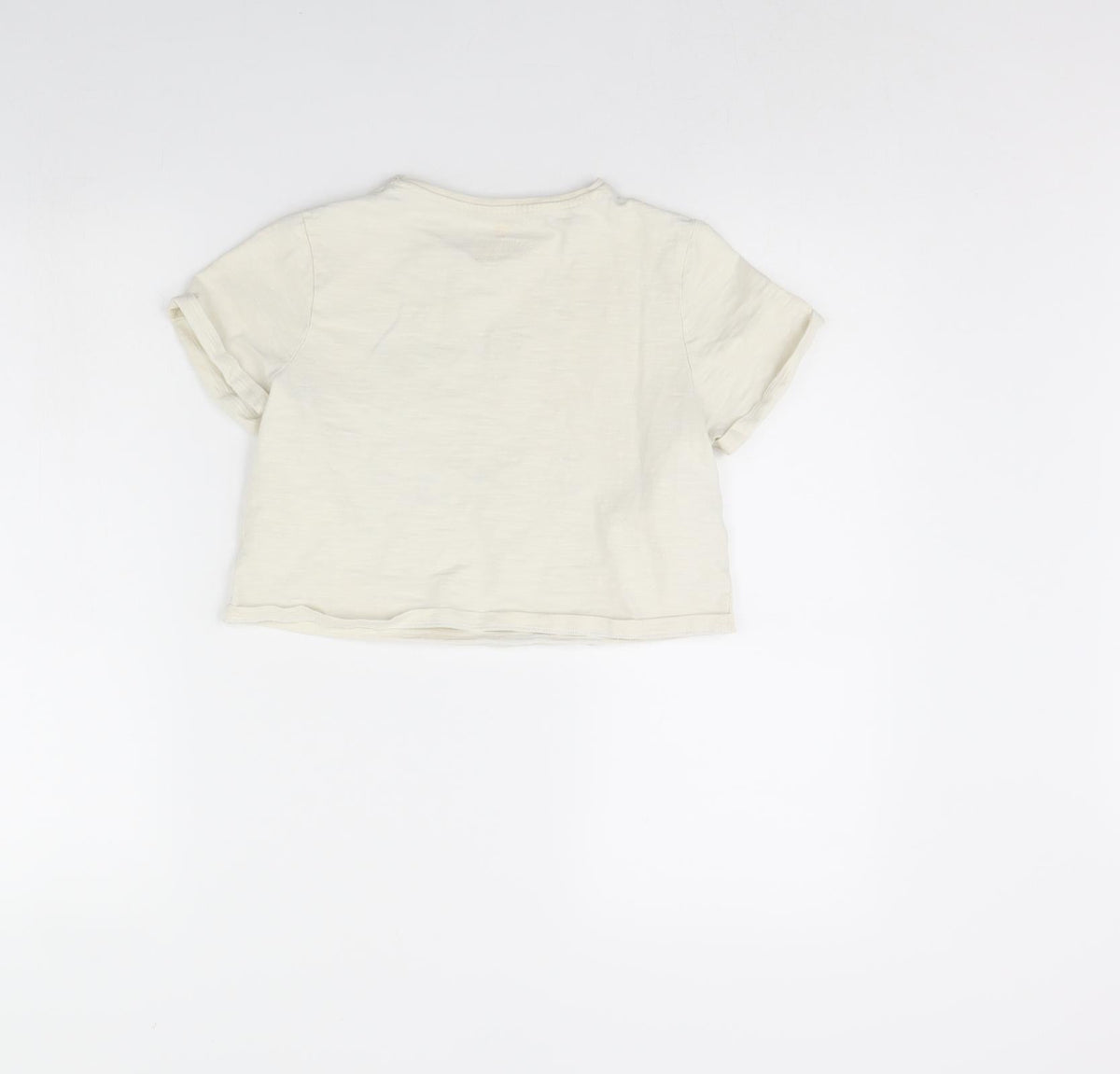 Back view of F&F girls’ beige cropped t-shirt, size 10, years - nyc