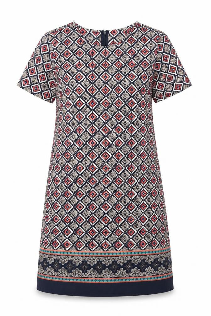 Influence Womens Blue Geometric  A-Line  Size 8