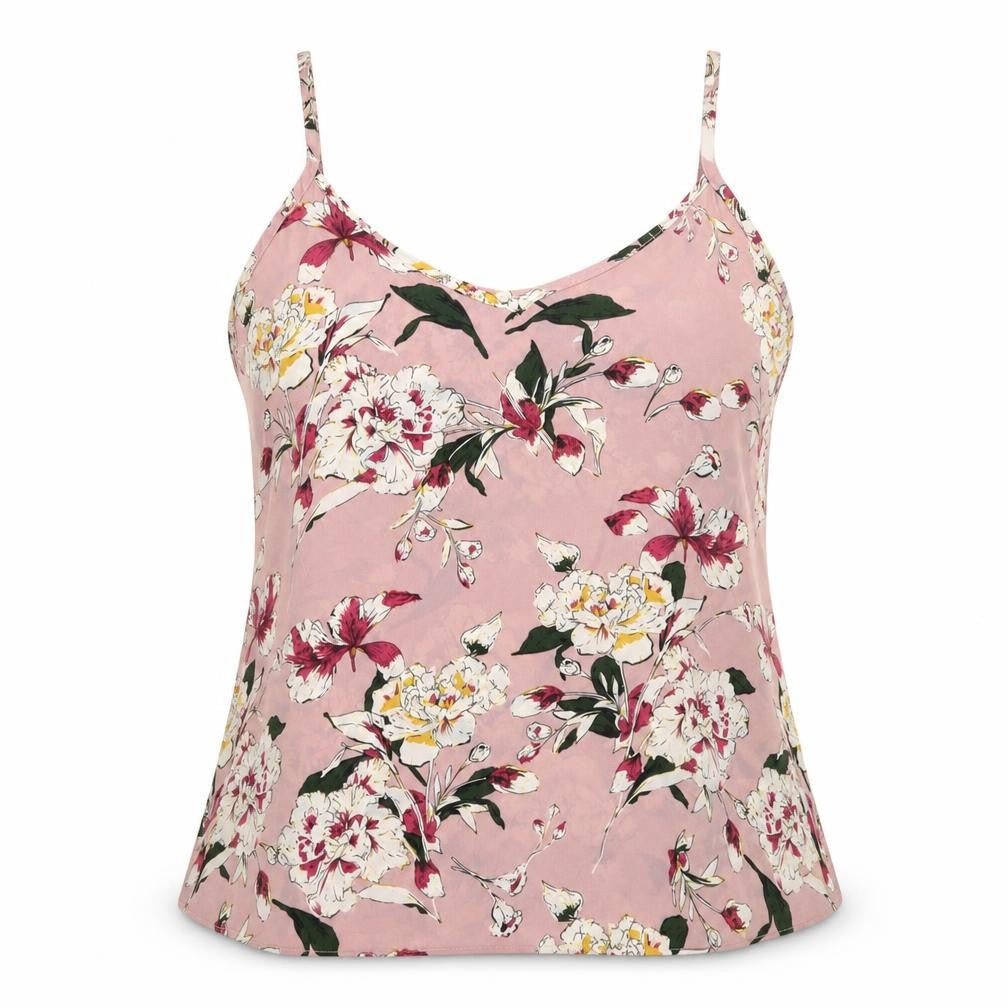 Jeuvre Womens Pink Floral  Basic Tank Size S