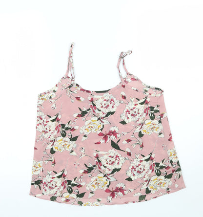 Jeuvre Womens Pink Floral  Basic Tank Size S