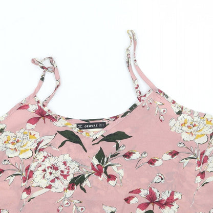 Jeuvre Womens Pink Floral  Basic Tank Size S