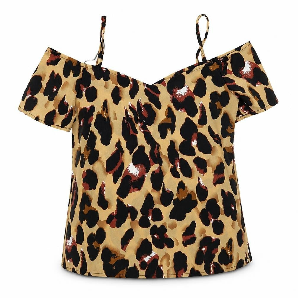 Preworn Womens Beige Animal Print  Basic Blouse Size S