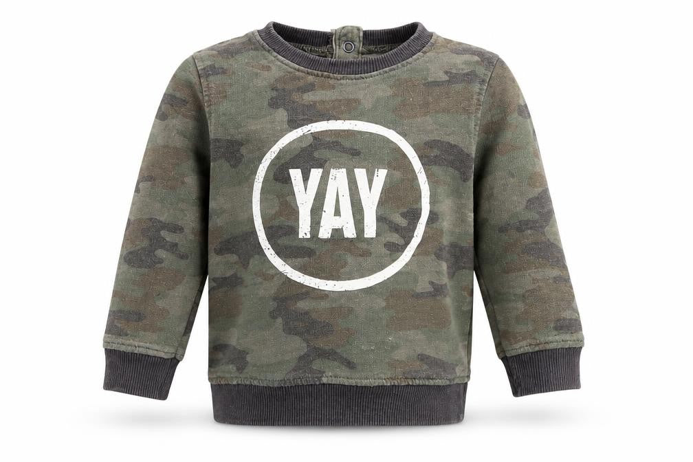 Babaluno Boys Green Camouflage  Pullover Jumper Size 12-18 Months