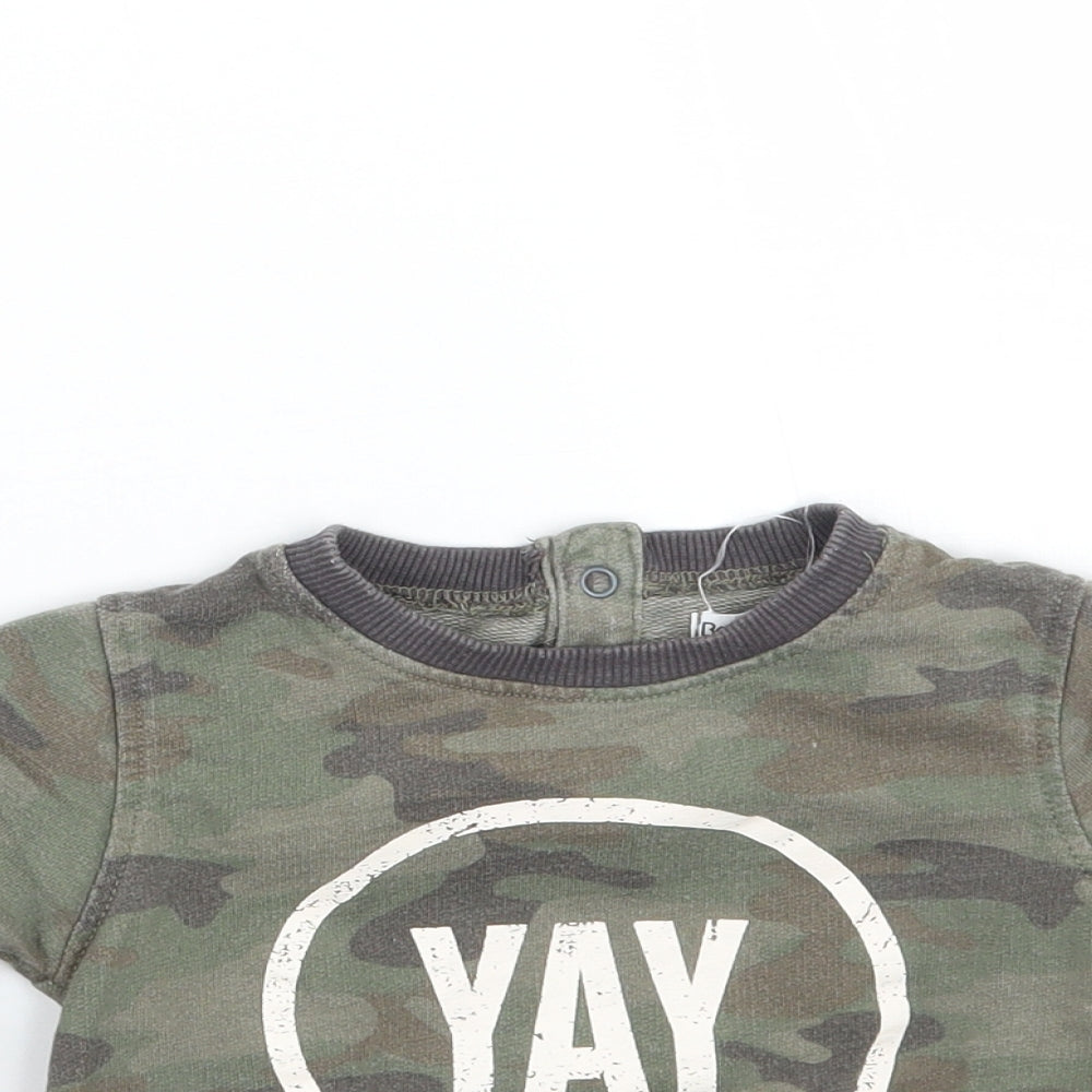 Babaluno Boys Green Camouflage  Pullover Jumper Size 12-18 Months