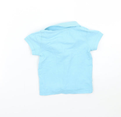 Back view of grain de ble boys’ blue basic polo, size 12-18, months