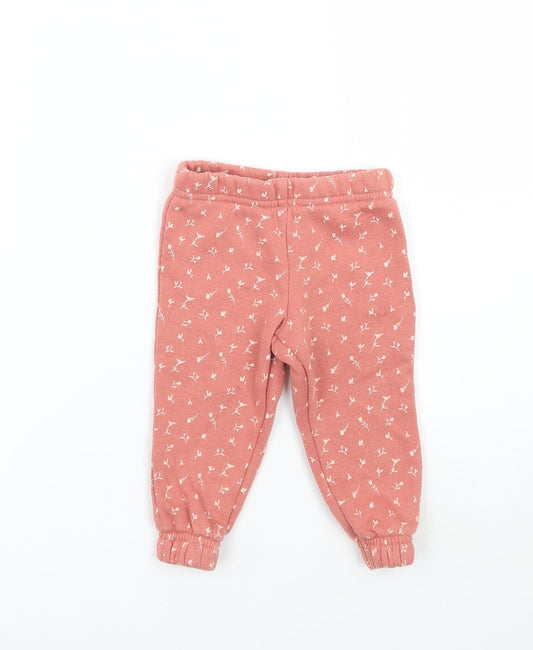 Primark Girls Orange Floral  Jogger Trousers Size 6-9 Months