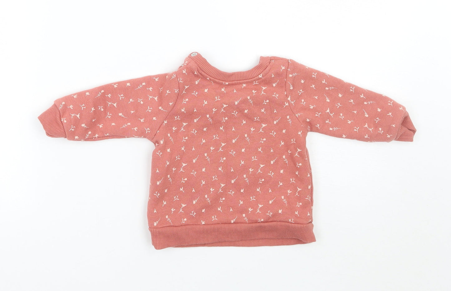 Primark Girls Orange Floral  Pullover Jumper Size 6-9 Months