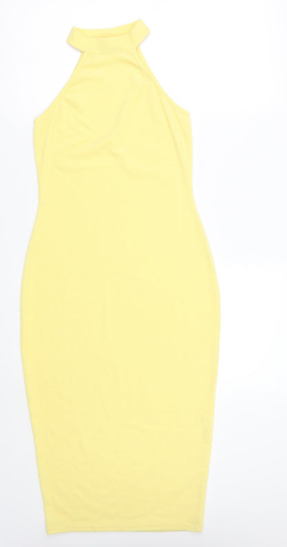 Additional front view of In the Style women’s yellow a-line, size UK 8