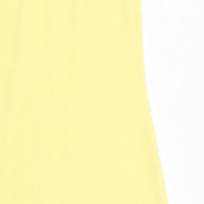 Brand and care label for In the Style women’s yellow a-line, size UK 8