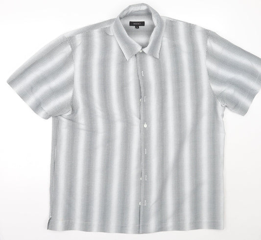 NEXT Mens White Geometric   Button-Up Size XL