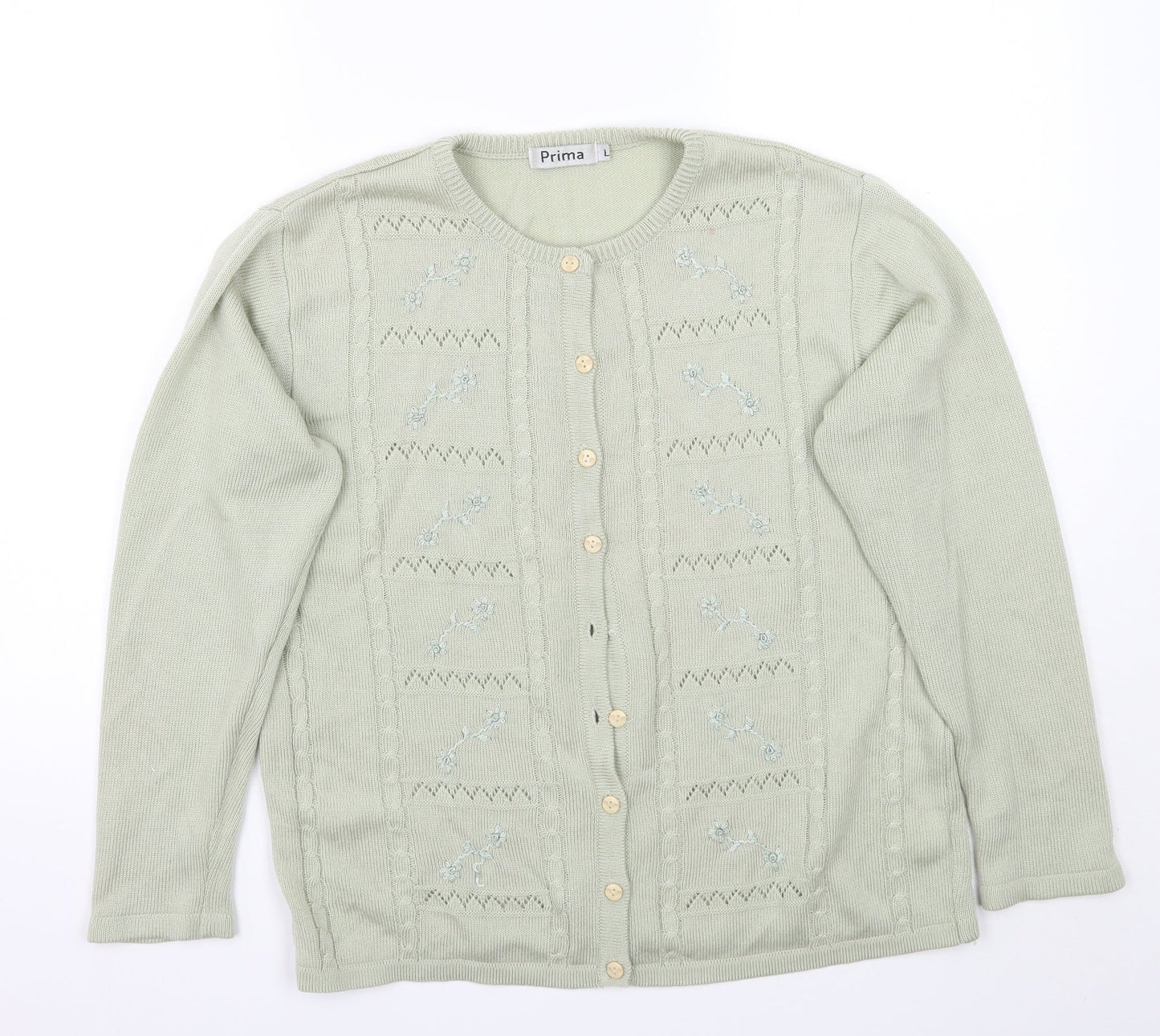 Prima Womens Green   Cardigan Jumper Size L