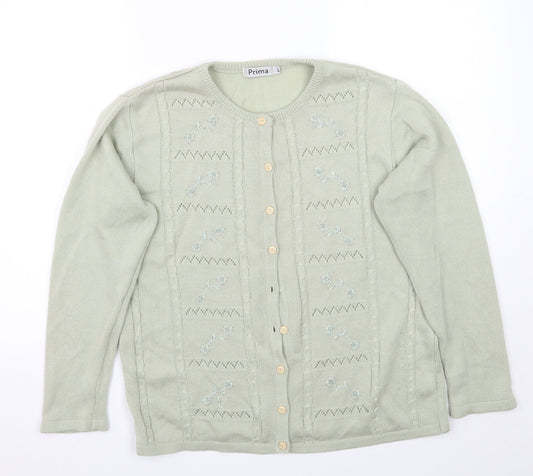 Prima Womens Green   Cardigan Jumper Size L