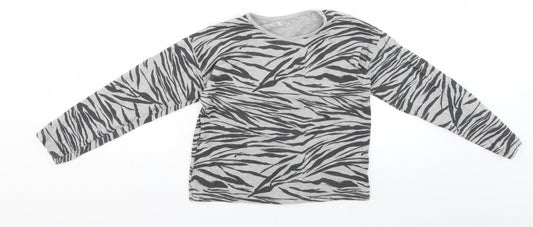 TU Girls Black Animal Print  Basic T-Shirt Size 10 Years