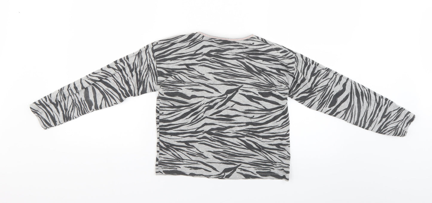 TU Girls Black Animal Print  Basic T-Shirt Size 10 Years