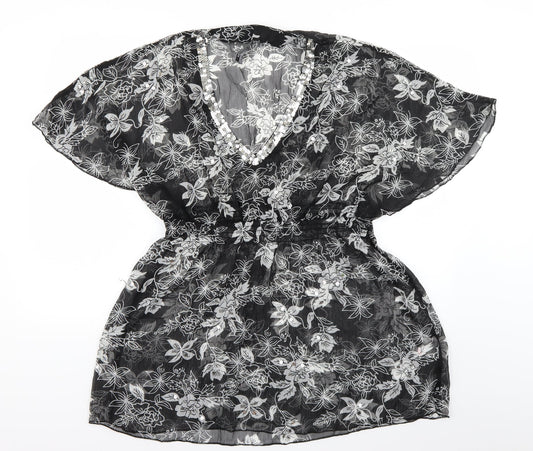 beachlife Womens Black Floral  Pullover Casual Size M