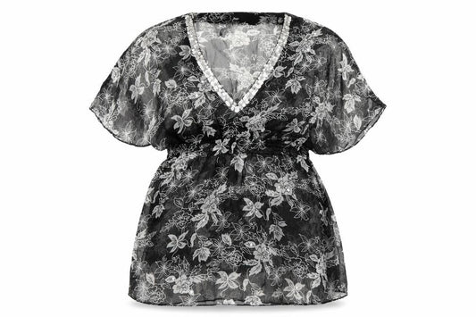 beachlife Womens Black Floral  Pullover Casual Size M