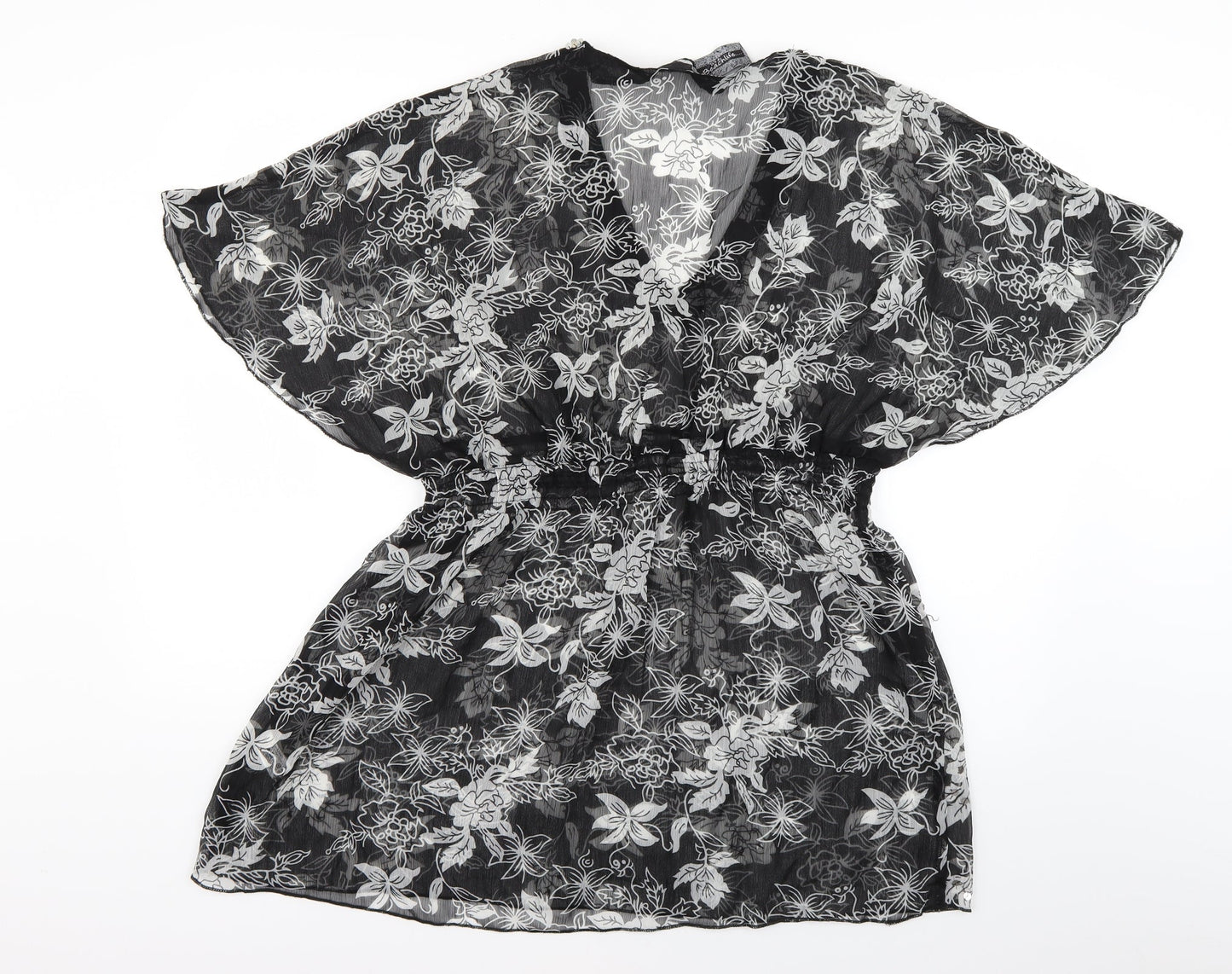 beachlife Womens Black Floral  Pullover Casual Size M